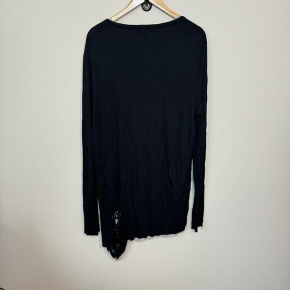 Zara Oversized Contrast Long Sleeve Distressed Top Size XL - Picture 5 of 8
